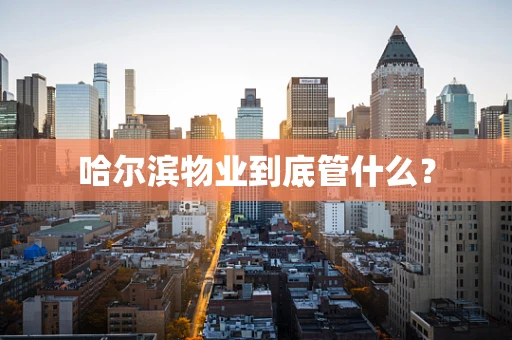 哈尔滨物业到底管什么？
