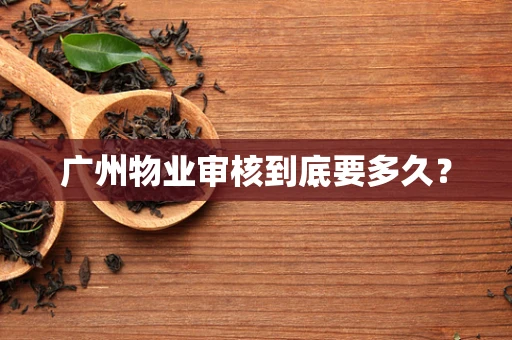 广州物业审核到底要多久？