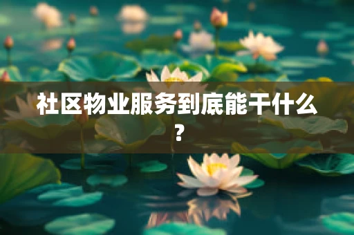 社区物业服务到底能干什么？