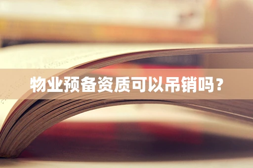 物业预备资质可以吊销吗？