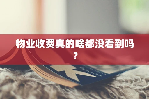 物业收费真的啥都没看到吗？