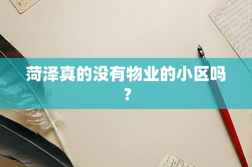 菏泽真的没有物业的小区吗？